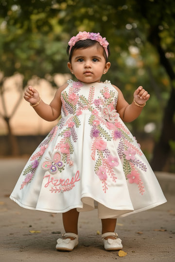 White colour beautiful dress of authentic handwork