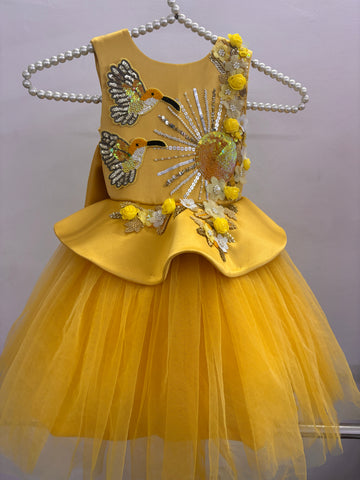 Mustard Yellow Handmade Baby Dress