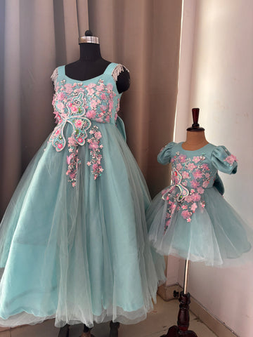 Blue Mother Daughter Dress