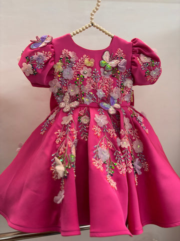 Deep Pink Handmade Baby Dress
