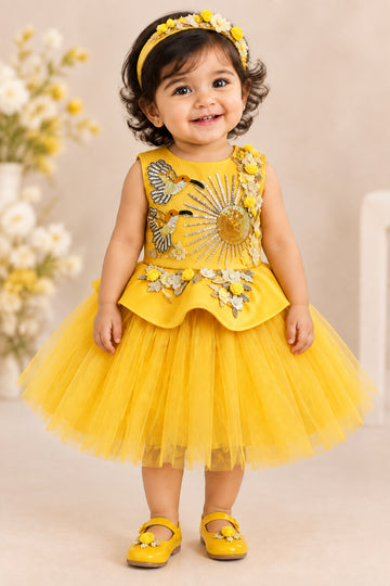 Mustard Yellow Handmade Baby Dress
