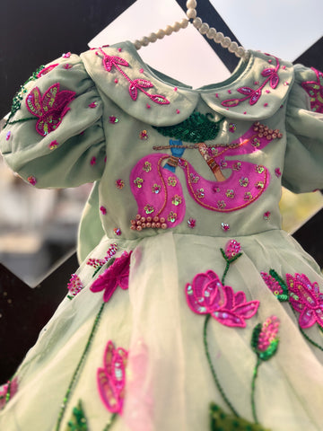 Green Handpainted Baby Dress