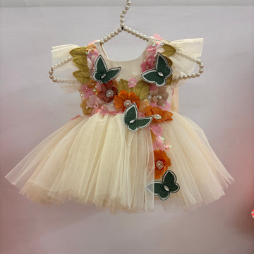 Beige Handmade 3D Dress
