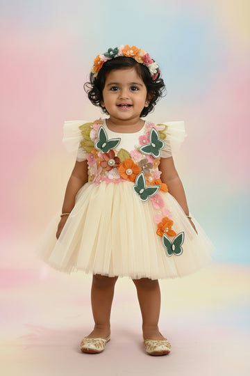 Beige Handmade 3D Dress