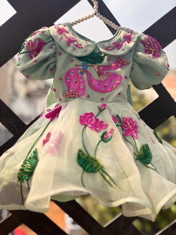 Green Handpainted Baby Dress