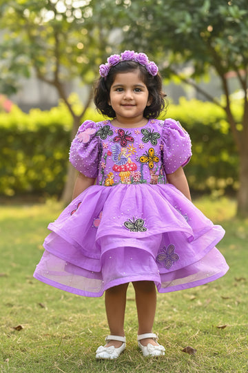 Lavender Handcrafted and Painted Dress