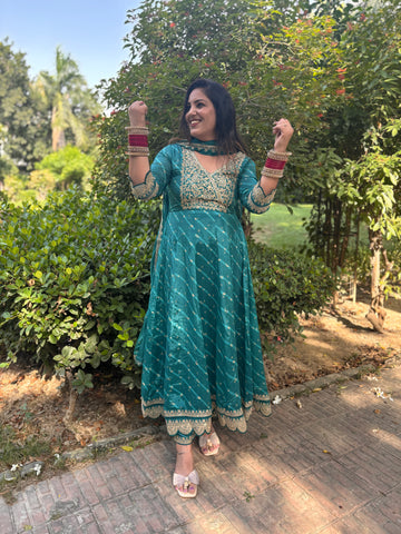 LD- 011 Green Bandhani Print Anarkali