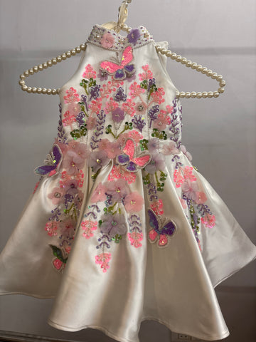 White Halter Neck Baby Dress