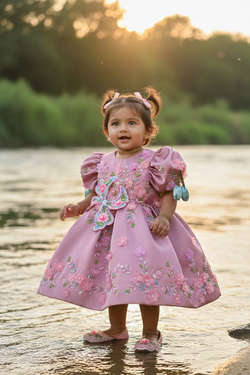 Pink 3 D Butterfly Dress