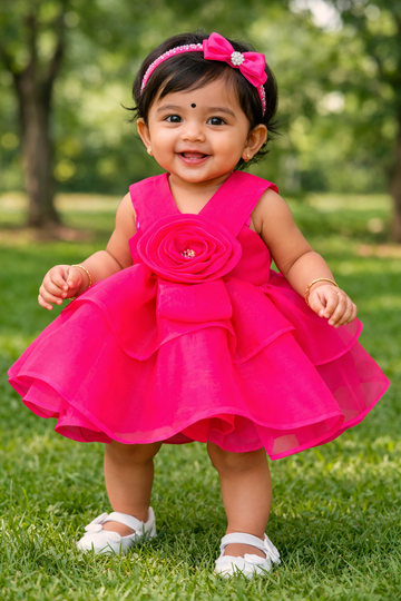Pink Flower Organza Dress