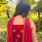 LD- 001 Cheery Red Anarkali Set