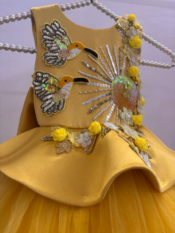 Mustard Yellow Handmade Baby Dress