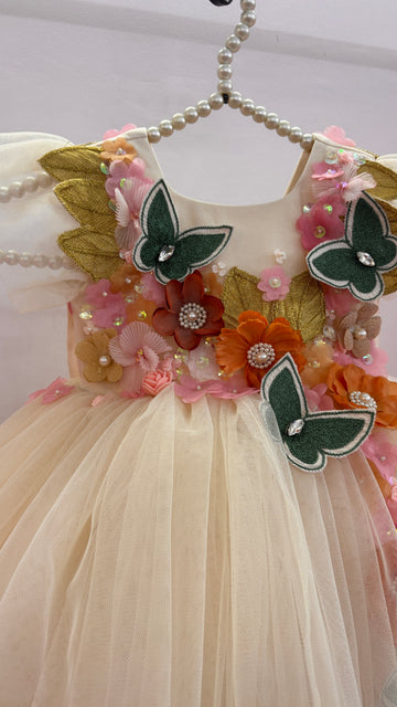 Beige Handmade 3D Dress
