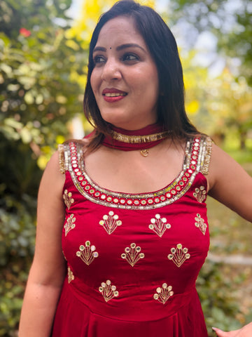 Cheery Red Anarkali