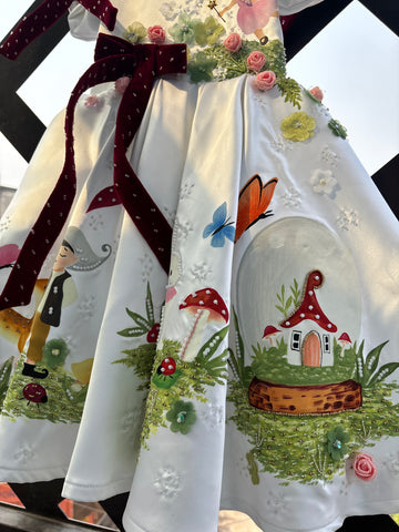 White Hand painted birthday dress for little princess