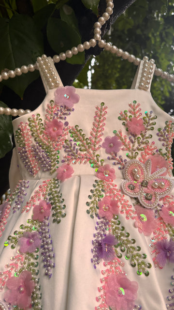 White colour beautiful dress of authentic handwork