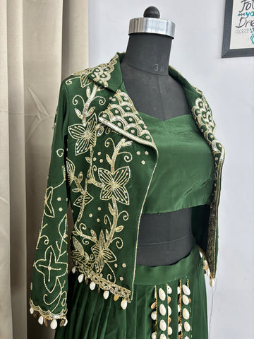 Green designer dress