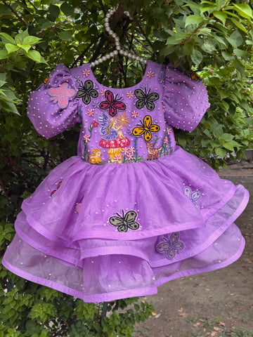 Lavender Handcrafted and Painted Dress