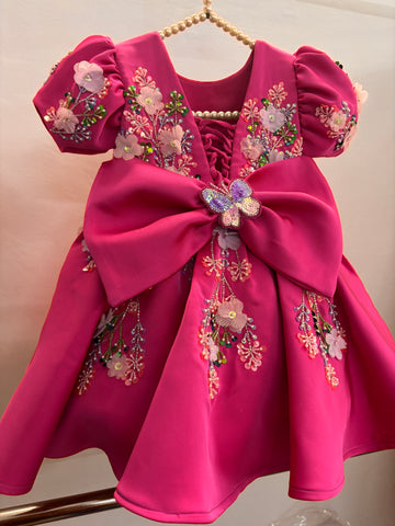 Deep Pink Handmade Baby Dress
