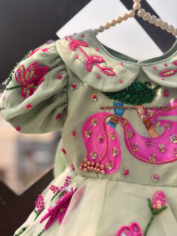 Green Handpainted Baby Dress