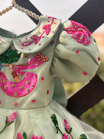 Green Handpainted Baby Dress
