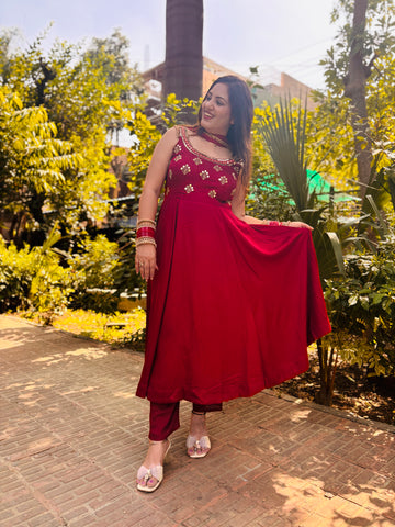 Cheery Red Anarkali