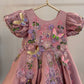 Dusty Rose Butterfly Garden Frock for Baby Girls — 3D Flowers, Sequin Butterflies & Puff Sleeves