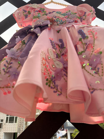 Pink Handmade Lavender Bow Dress