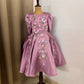 Lavender Satin Girls Dress | 3D Flowers & Butterfly Frock