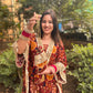 LD- 007 Printed Mirror work Kaftan Set with Potli
