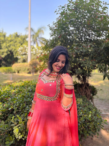 LD-009 Pink Handmade Anarkali Set