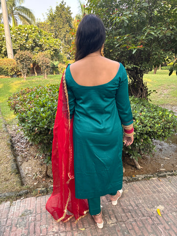 LD-005 Red And Green Handmade Suit Set