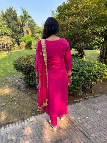 Pink Mirror Handwork Suit Set