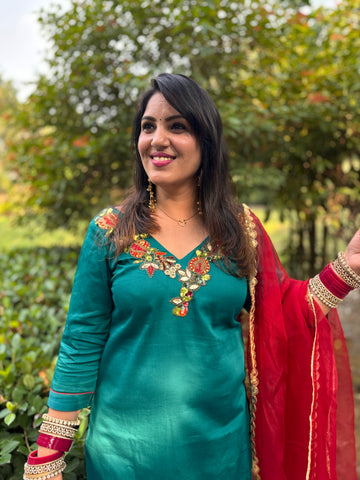 LD-005 Red And Green Handmade Suit Set