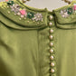Olive Green Double Collar Handmade Dress