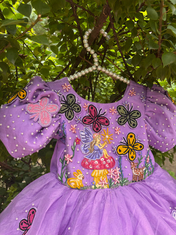 Lavender Handcrafted and Painted Dress