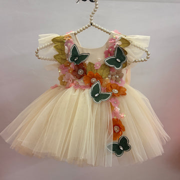Beige Handmade 3D Dress
