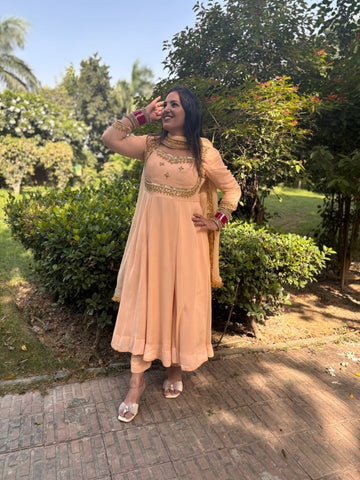 LD- 013 Peach Handmade Anarkali Set