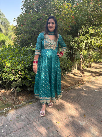 LD- 011 Green Bandhani Print Anarkali