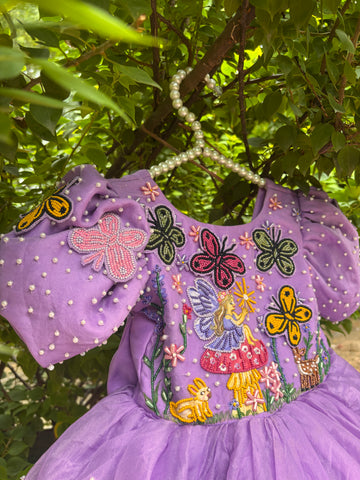 Lavender Handcrafted and Painted Dress
