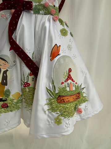 White Hand painted birthday dress for little princess
