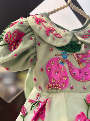 Green Handpainted Baby Dress