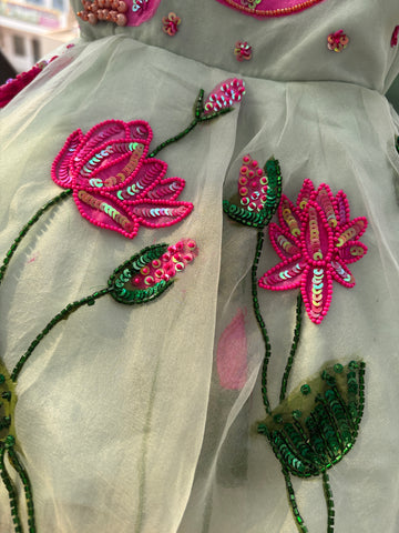Green Handpainted Baby Dress