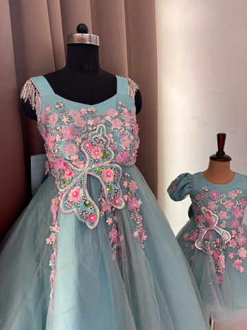 Blue Mother Daughter Dress