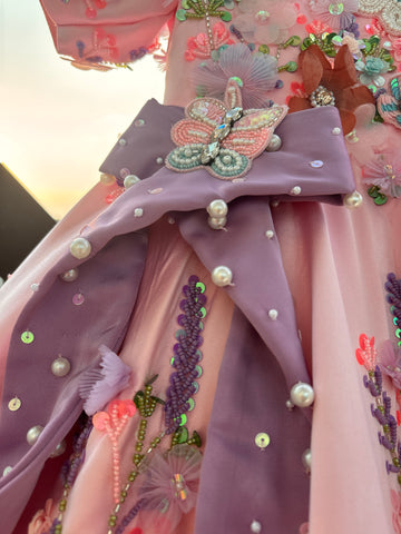 Pink Handmade Lavender Bow Dress