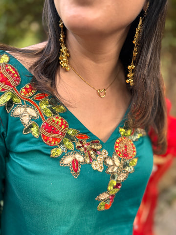 LD-005 Red And Green Handmade Suit Set