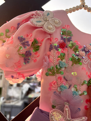 Pink Handmade Lavender Bow Dress