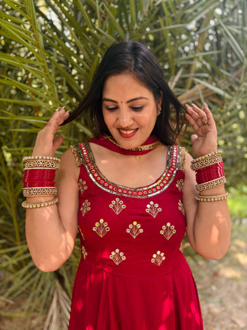 Cheery Red Anarkali