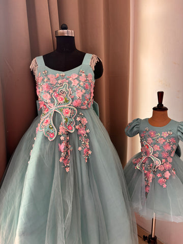 Blue Mother Daughter Dress