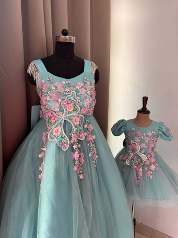 Blue Mother Daughter Dress